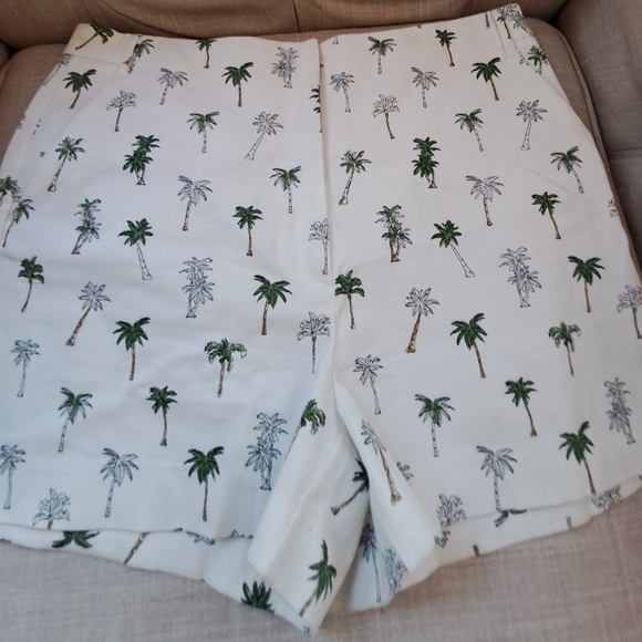 Zara White Shorts with Green Palm Print - Picture 3 of 3